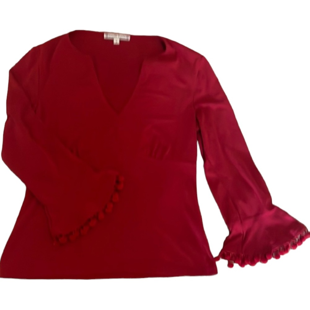 Nanette Lepore Red V Neck Top